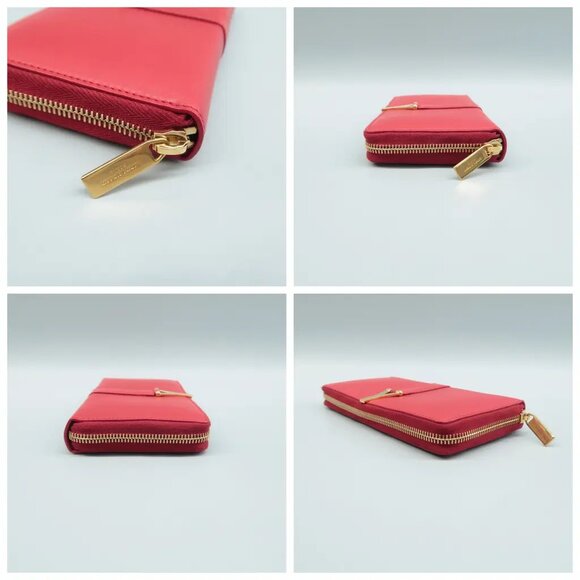 100% Authentic SAINT LAURENT Rive Gauche Red Leather Wallet - Picture 6 of 12